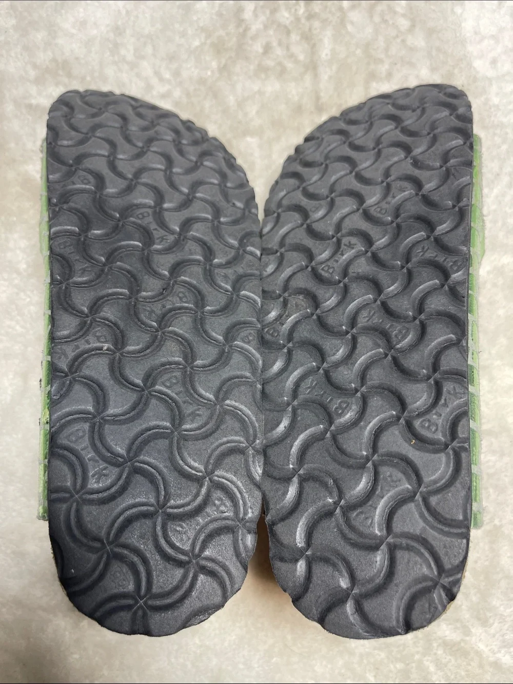 Birkenstock Arizona Green Croc-Embossed Double Strap Sandals Size 39
